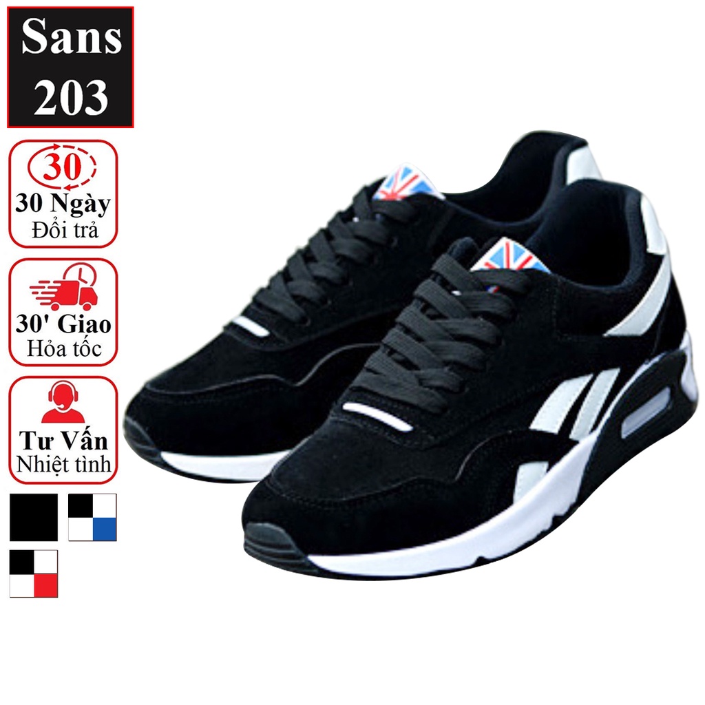 Giày thể thao sneaker nam Sans203 màu đen xanh đỏ