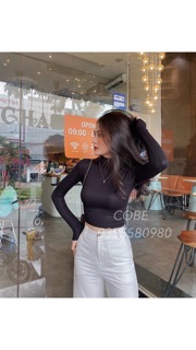 [Mã FATHANG5 giảm 10K đơn 50K] Áo crop tay dài cổ lọ