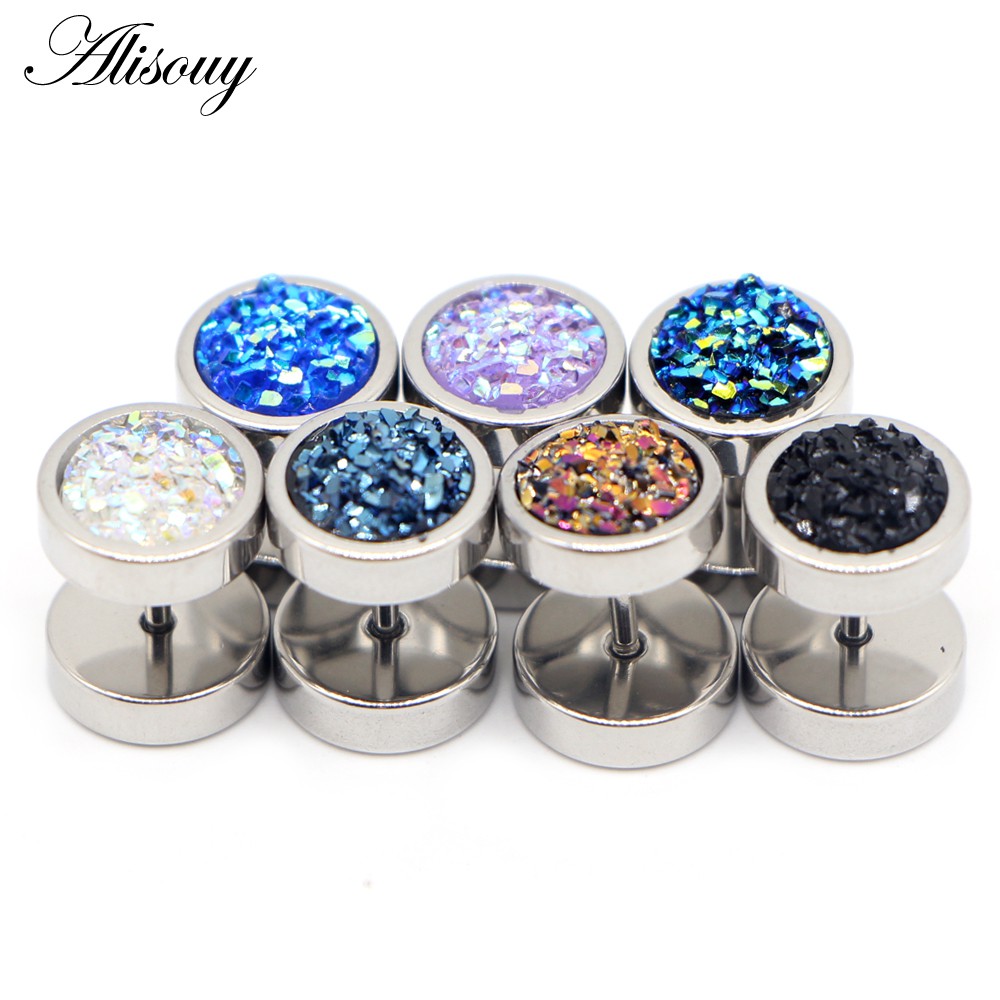 Alisouy Set 2 Khuyên Tai Chuông Tròn Hai Mặt Bằng Thép Không Gỉ Cho Nam Và Nữ