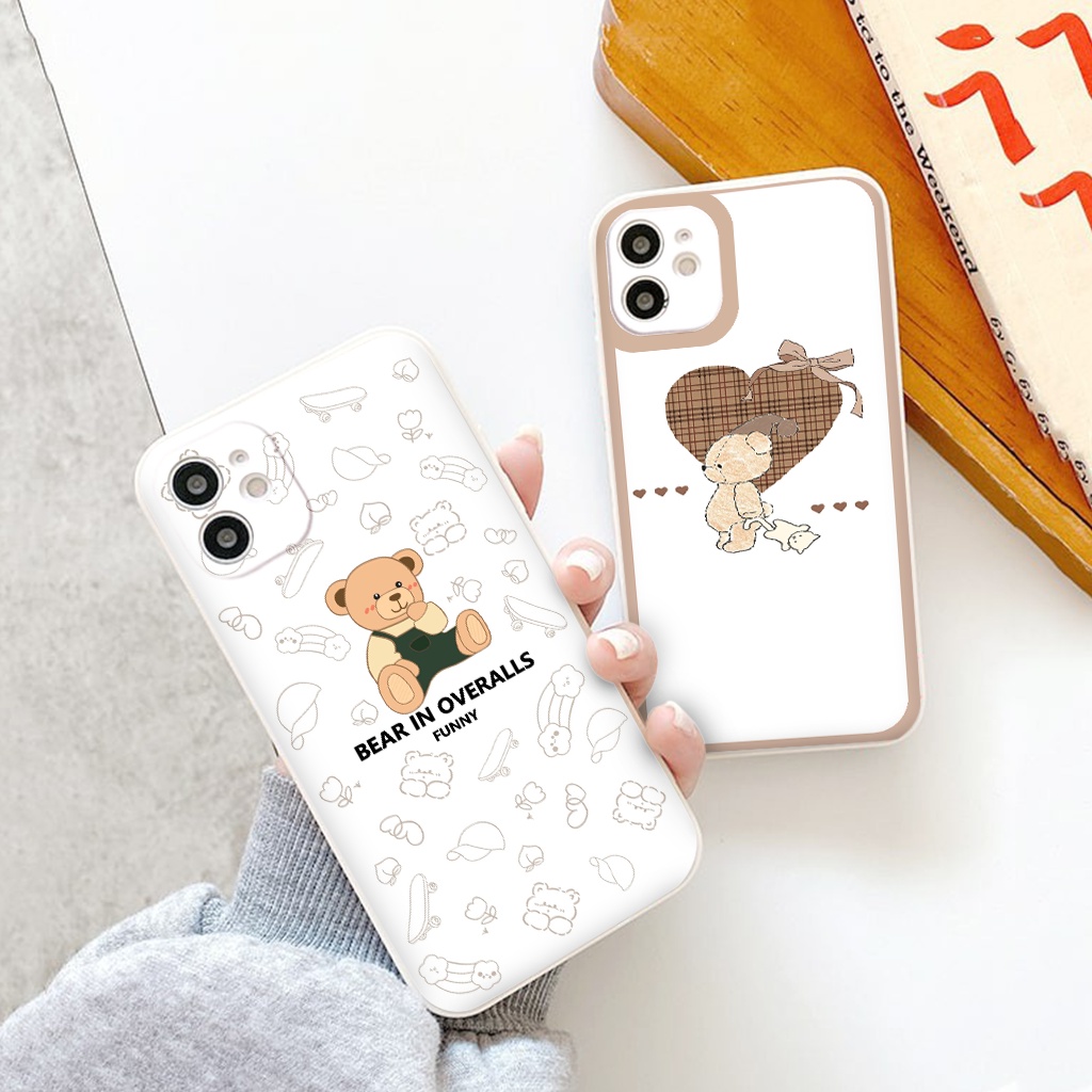 [ IPHONE ] Ốp Lưng Silicon Màu Bảo Vệ CAMERA  vuông Gấu Funny ốp iphone 12 pro /x/ 8plus/11 pro/11/12 pro max/13/promax