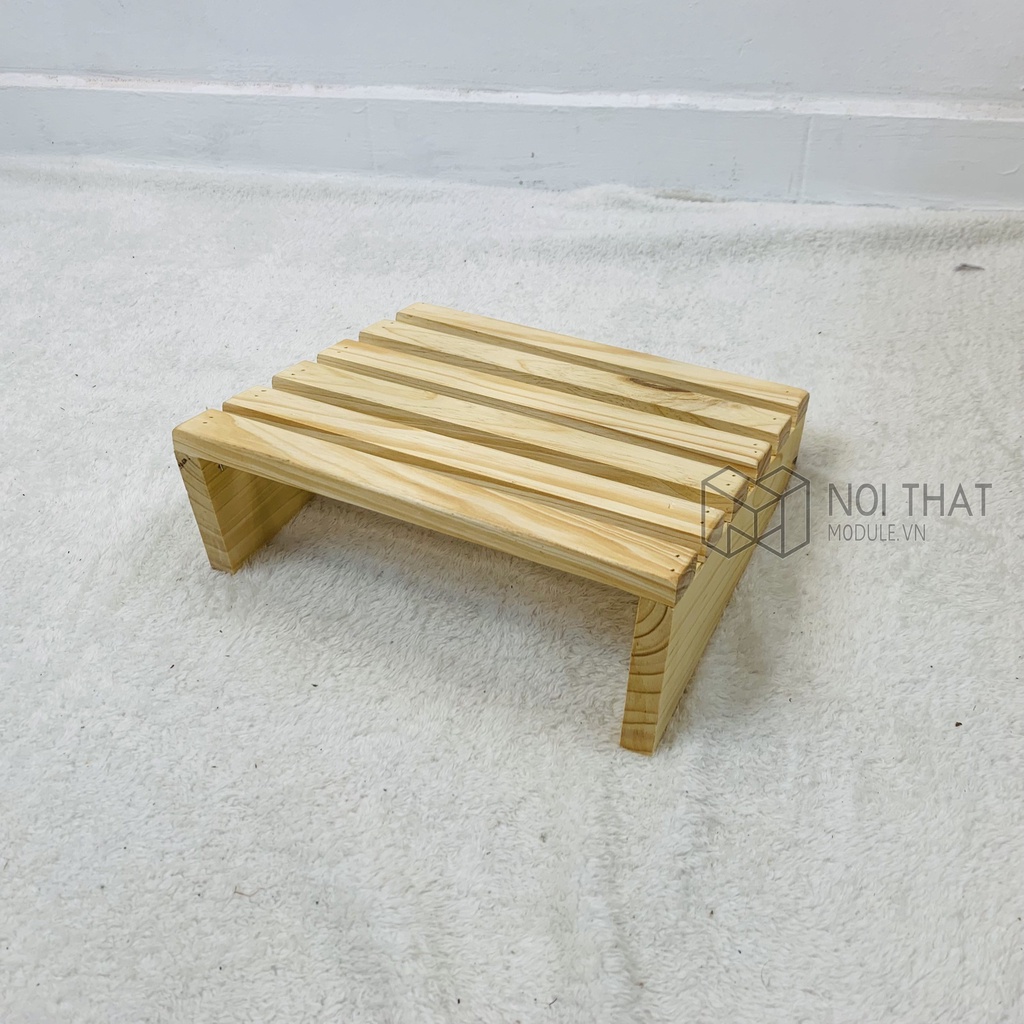 Ghế gỗ kê chân văn phòng, bàn học, bàn làm việc chất liệu gỗ thồng có con lăn massa