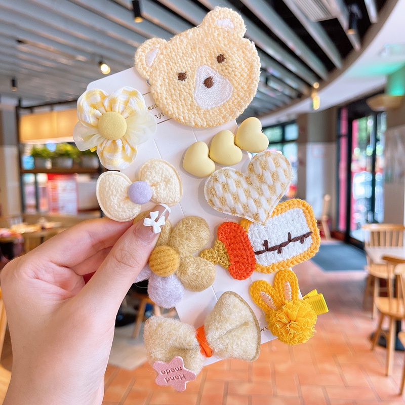 Kẹp Tóc Nơ Bằng Lông Nhung Họa Tiết Chấm Bi / Trái Tim Phong Cách Thu Đông Mới Dành Cho Bé