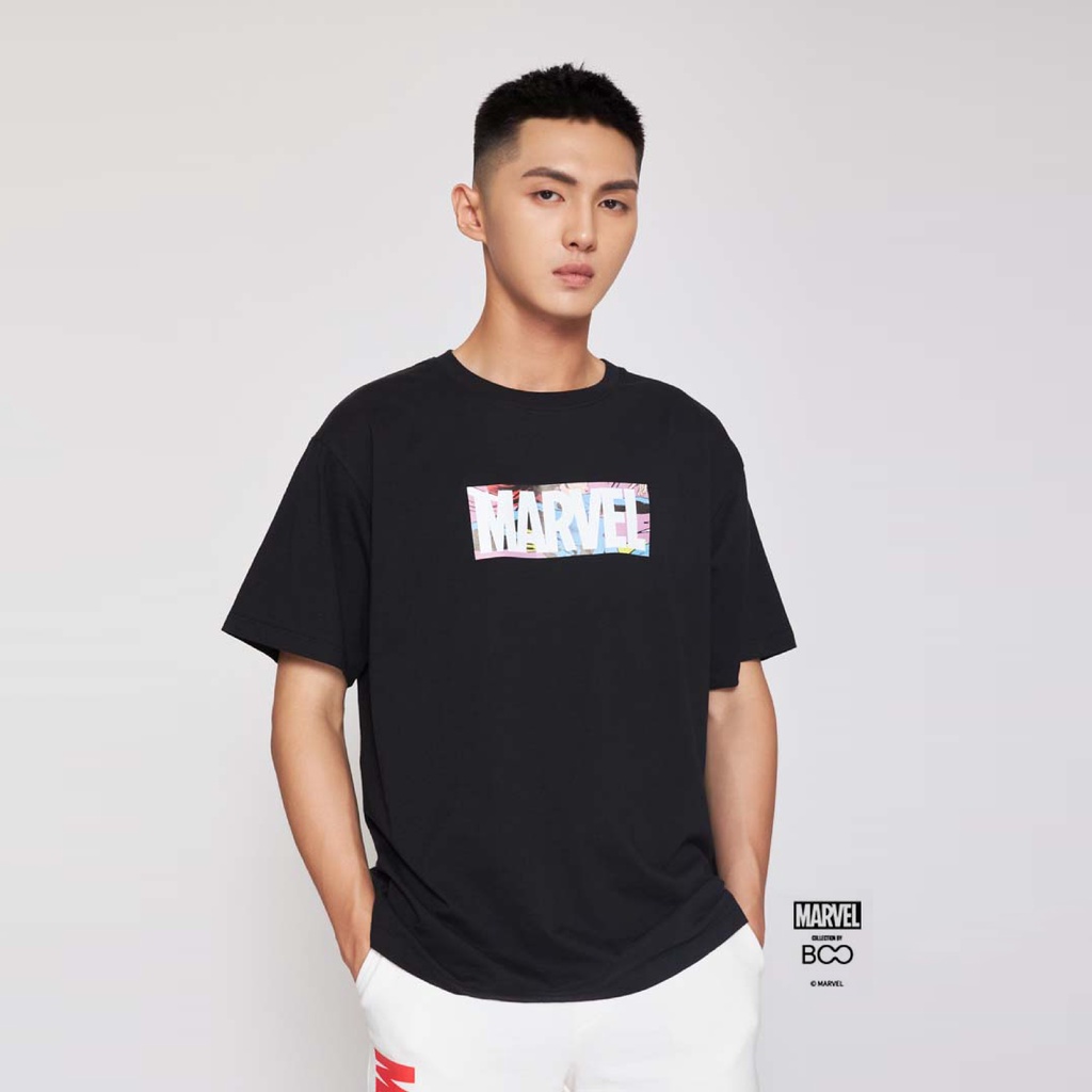 Áo Thun Nam Nữ Unisex BOO Oversize Dáng Rộng 100% Cotton Cao Cấp In Marvel Logo