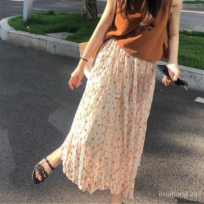 Chân Váy Chiffon Lửng In Hoa Phối Bèo Phong Cách Hàn Quốc Thời Trang Mùa Hè Mới Cho Nữ | BigBuy360 - bigbuy360.vn