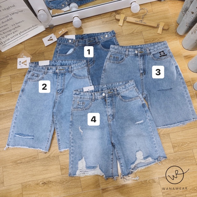 Quần jean ngố đùi rách quần bò nữ lưng cao WANAWEAR chất mềm đẹp siêu trẻ trung new trend