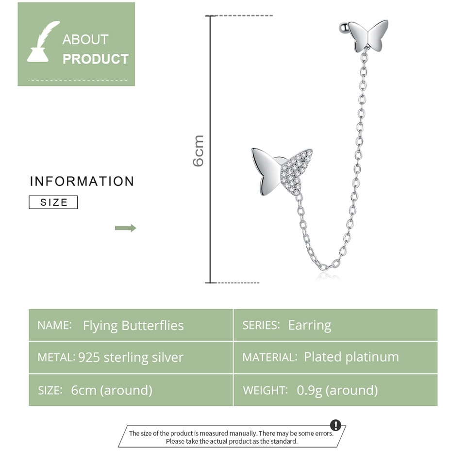 1 Bông Tai Bamoer bạc 925 Hình Bướm Bay Thời Trang Cho Nữ SCE913