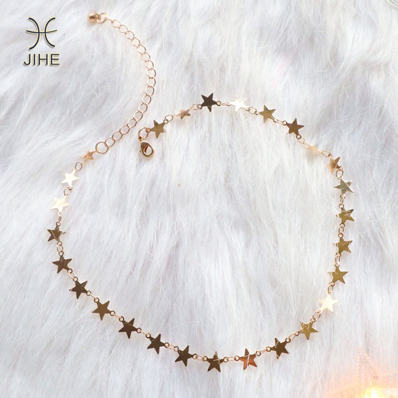 【JIHE】Vòng Cổ Choker Mặt Ngôi Sao Thời Trang Nhật Hàn
