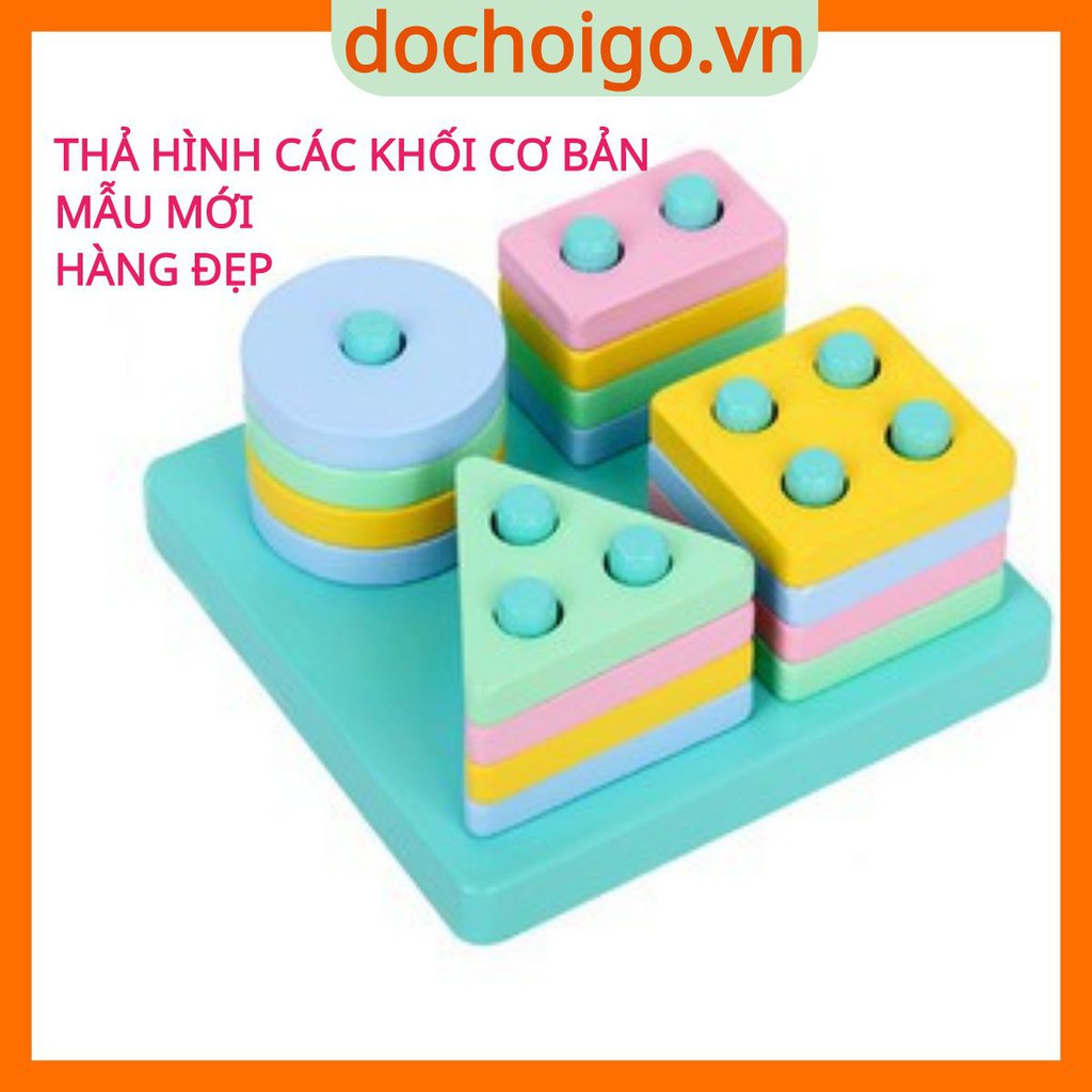 Đồ chơi thả hình 4 trụ mẫu mới cho bé, đồ chơi gỗ phát triển trí tuệ dochoigo.vn