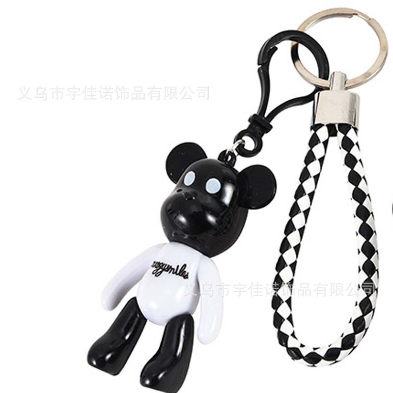 Móc khóa bearbrick bằng nhựa móc treo chìa khóa phụ kiện túi xách thời trang kèm dây da LK176