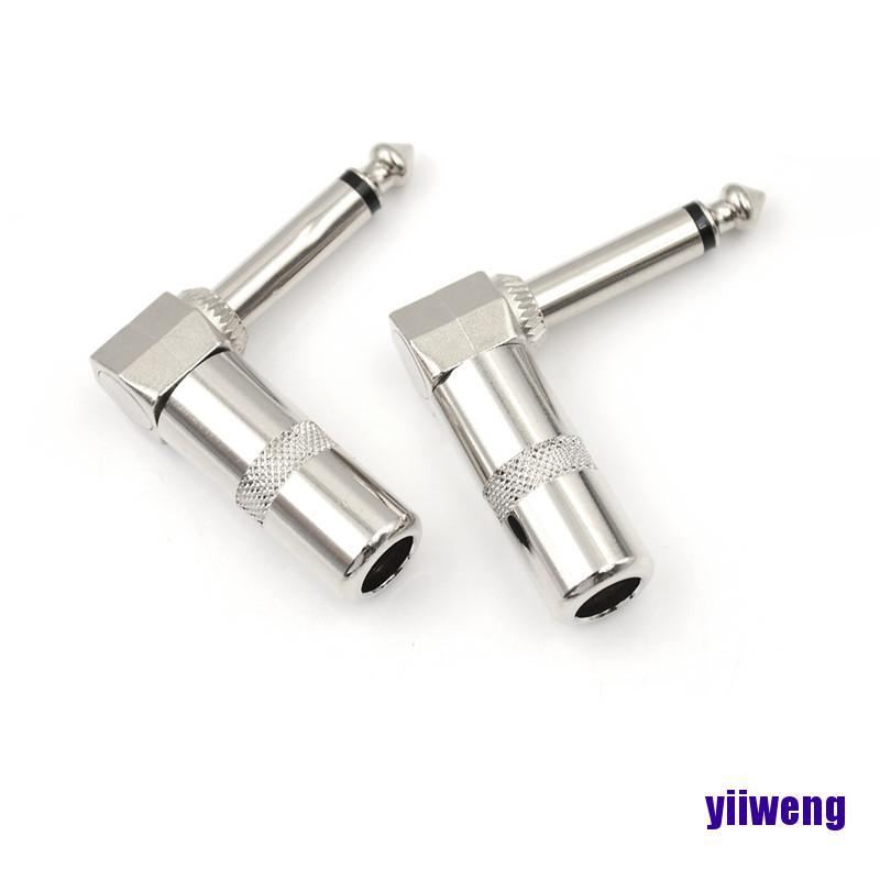 Set 2 Đầu Nối Âm Thanh 1 / 4 "6.35Mm Góc 90 Độ Chuyên Dụng Cho Đàn Ghi Ta Điện Thoại