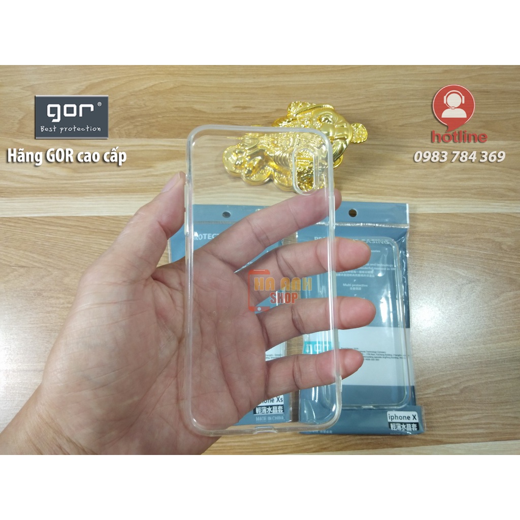Ốp lưng dẻo Gor iPhone X / Xs / Xs Max mỏng, nhẹ, ôm khít máy, trong suốt bảo vệ camera