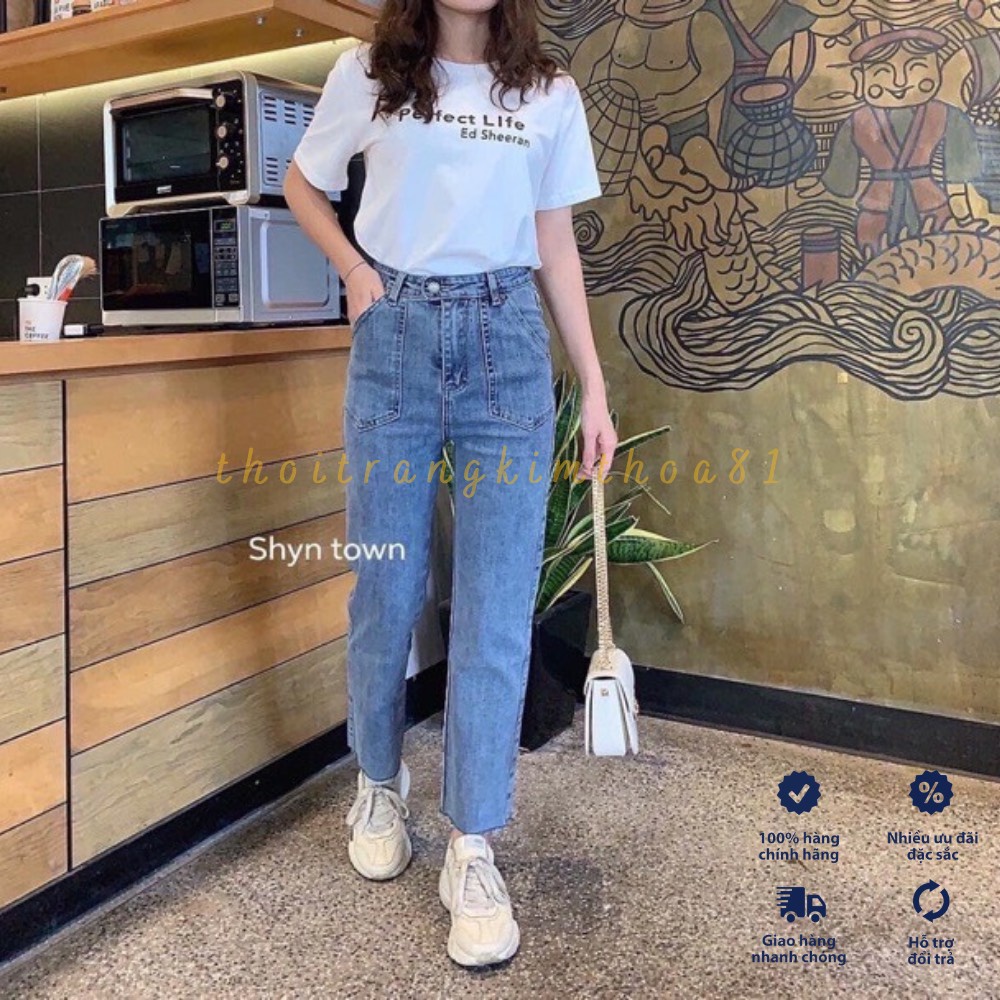 Quần jeans ống đứng cạp cao tôn dáng | BigBuy360 - bigbuy360.vn