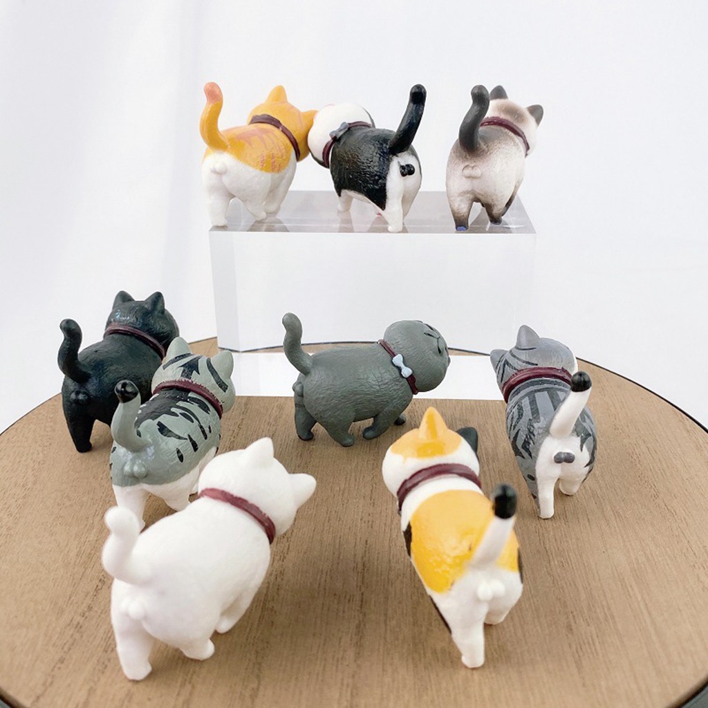 9 Pcs Solid PVC Cats Figures Desktop Kitten Figures Dolls for Car Dashboard