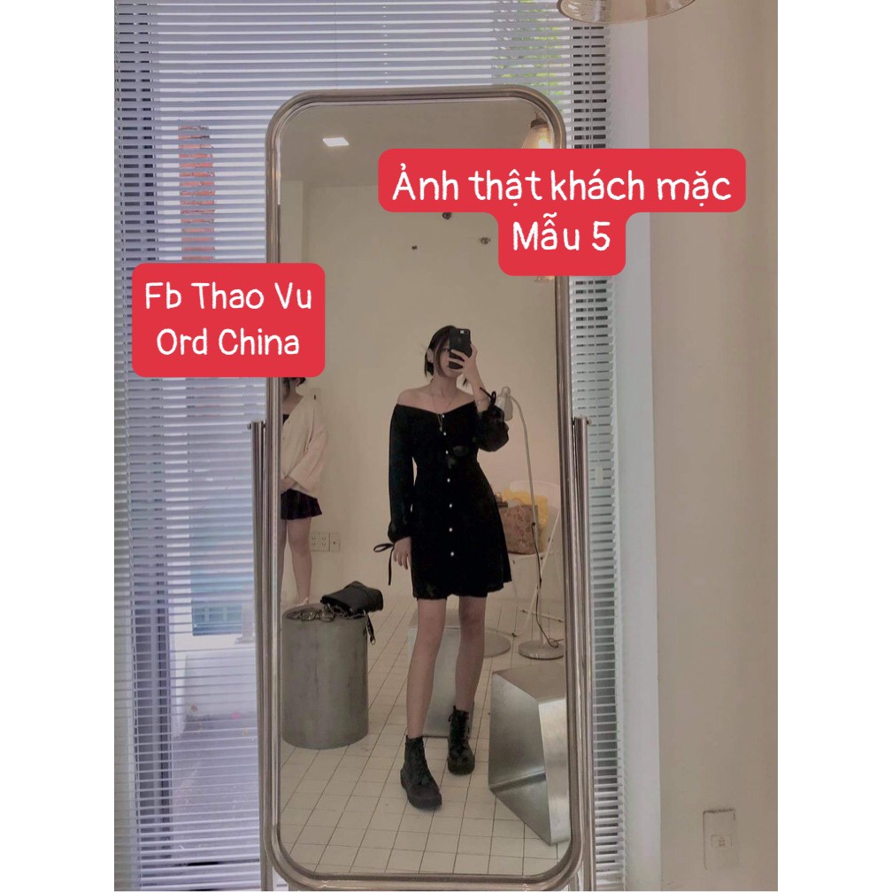 Váy Xòe Nơ Tay Cực Xinh  ⚡️ẢNH THẬT⚡️ Đầm Cotton Dài Dáng Xinh