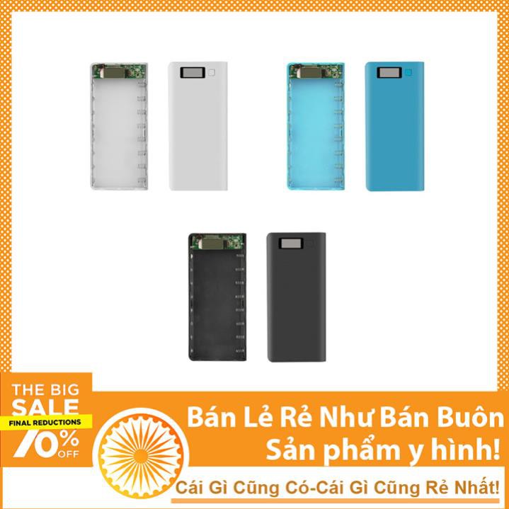 Box sạc dự phòng lắp 8 cell 18650 vỏ nhựa màn LCD màu ngẫu nhiên