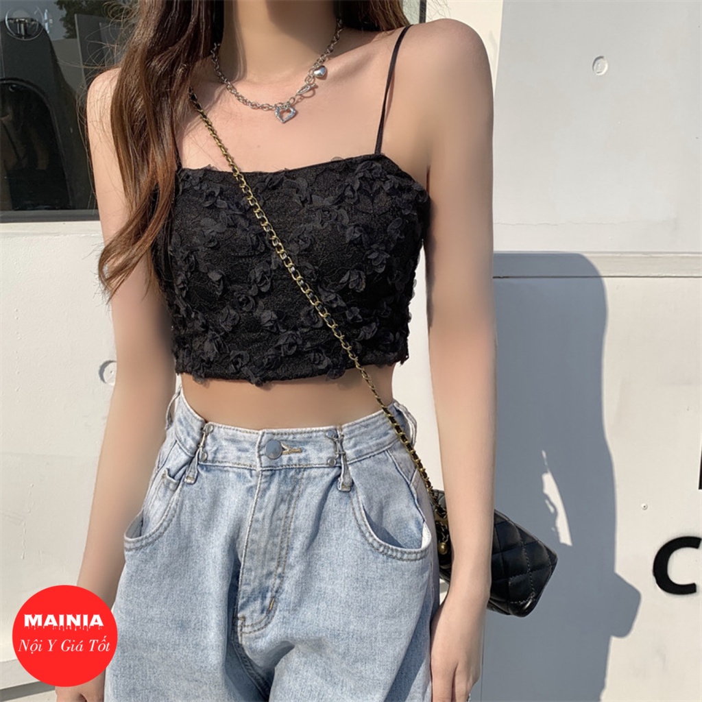 Áo Bra Ren Hoa Hồng Nhí Hai Dây Ngàn Hoa 3 Màu Siêu Xinh Áo Crotop Phối Quần Jean Đi Biển Cực Đẹp Mainia Shop