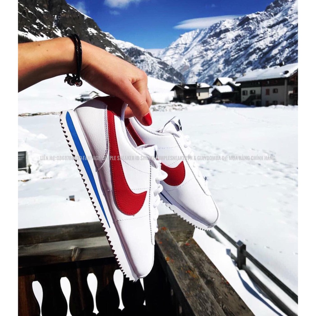 Giày Nike Cortez Auth FREESHIP Giày Thể Thao Nike Chính Hãng - Cortez OG White Red - Simple Sneaker
