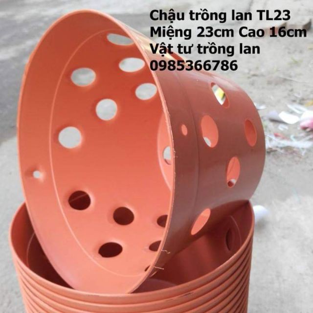 Bán 10 chậu nhựa giả đất nung trồng lan f23 hàng đẹp.