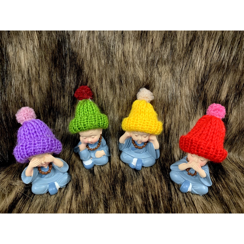 Bộ tượng tứ không đeo tràng hạt đội nón len phong thuỷ Nhật Bản