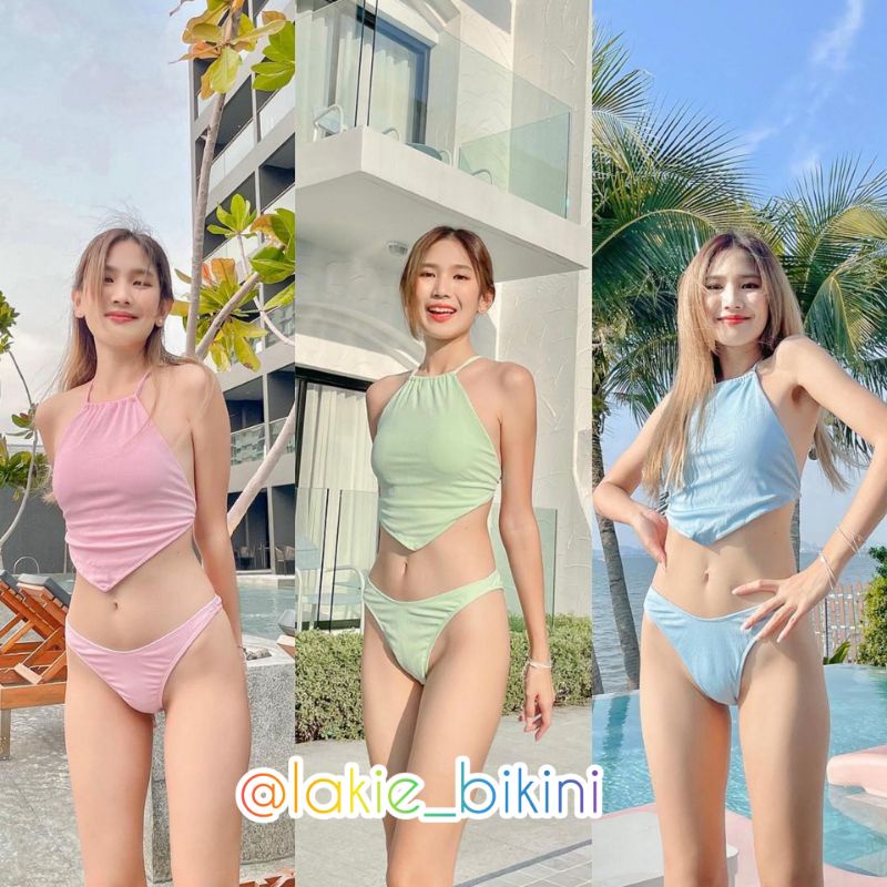 Bikini Pastel Áo Cổ Yếm Mặc Được 2 Kiểu