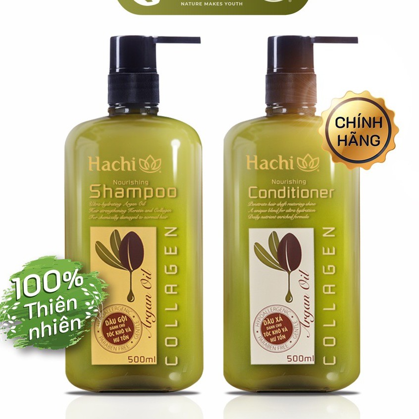 Dầu Gội Hachi ARGAN Dành cho tóc hư tổn giúp phục hồi tóc  350ml, 500ml, 800ml - Dầu gội, xả HACHI ARGAN