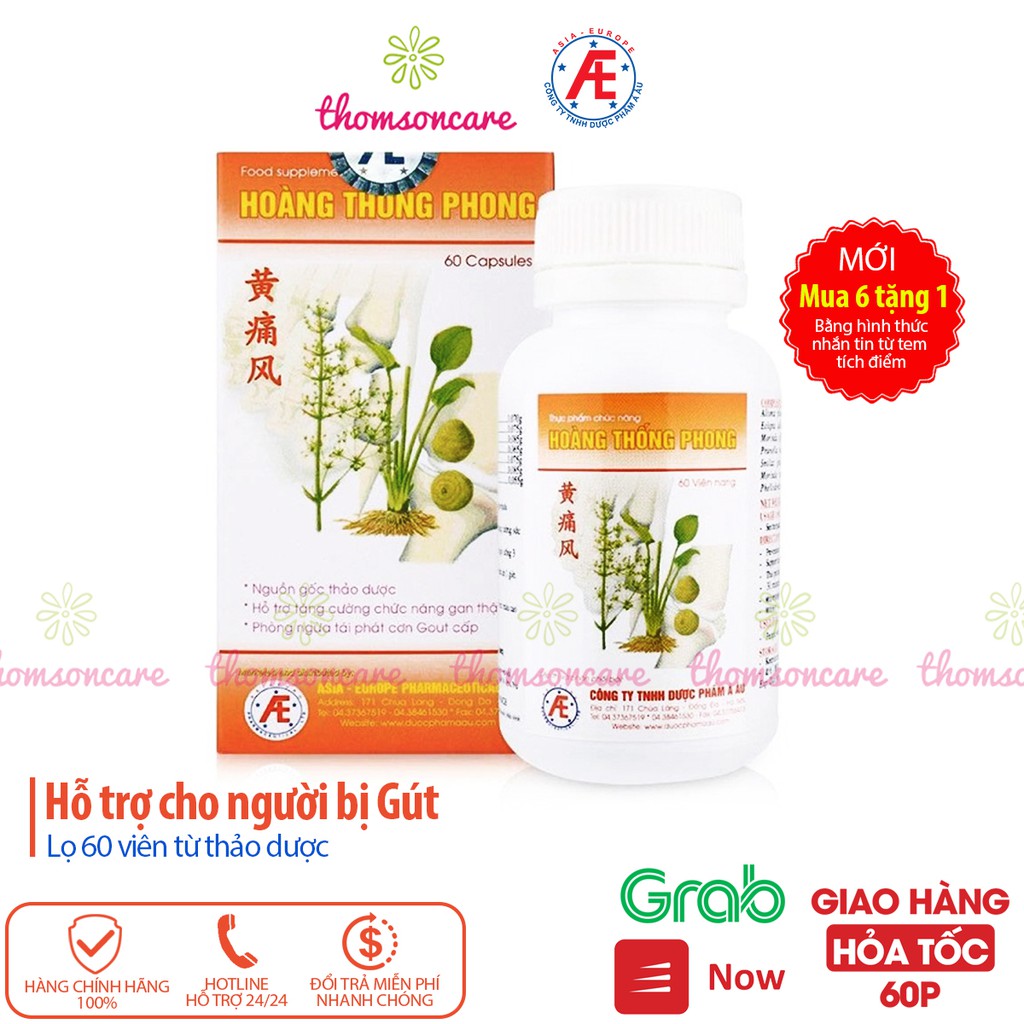 Hoàng thống phong - Mua 6 tặng 1 bằng tem tích điểm - giảm gout, acid uric máu, hỗ trợ giảm đau do gút