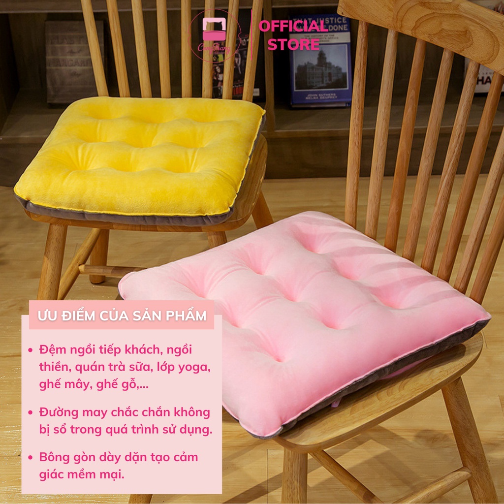 Đệm Ngồi bệt HOMIES, nệm ngồi bệt VẢI NHUNG 40cm x 40cm, nệm lót ghế  cao cấp bông trắng tinh khiết