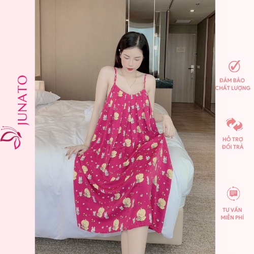 Váy 2 dây dáng dài đi biển sexy xinh đẹp lụa ngủ mango cao cấp JUNATO VD
