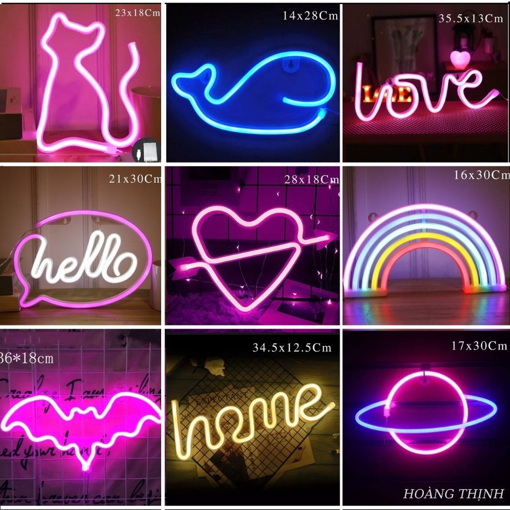 Đèn LED Neon nhiều mẫu trang trí phòng ngủ, làm đèn decor-DÙNG PIN/ CỔNG USB