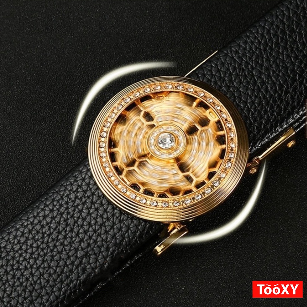 Thắt Lưng Da Nam Khóa Tự Động Cao Cấp Dây Nịt Nam Mặt Xoay Đính Đá , Phong Cách Hàn Quốc TL03