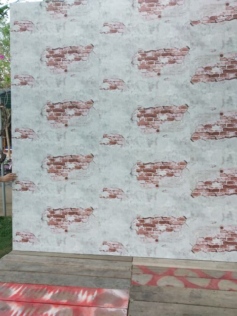 Decal giấy dán tường tường gạch chưa tô khổ 45cm keo sẵn giá 1m dài