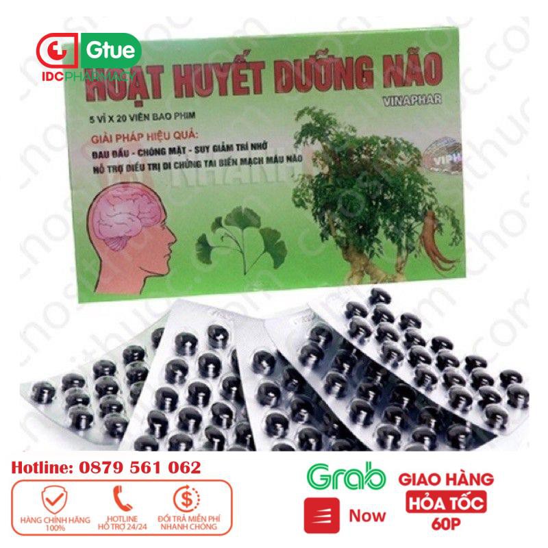 Hoạt huyết dưỡng não Vinaphar - Hộp 100 viên bao phim_