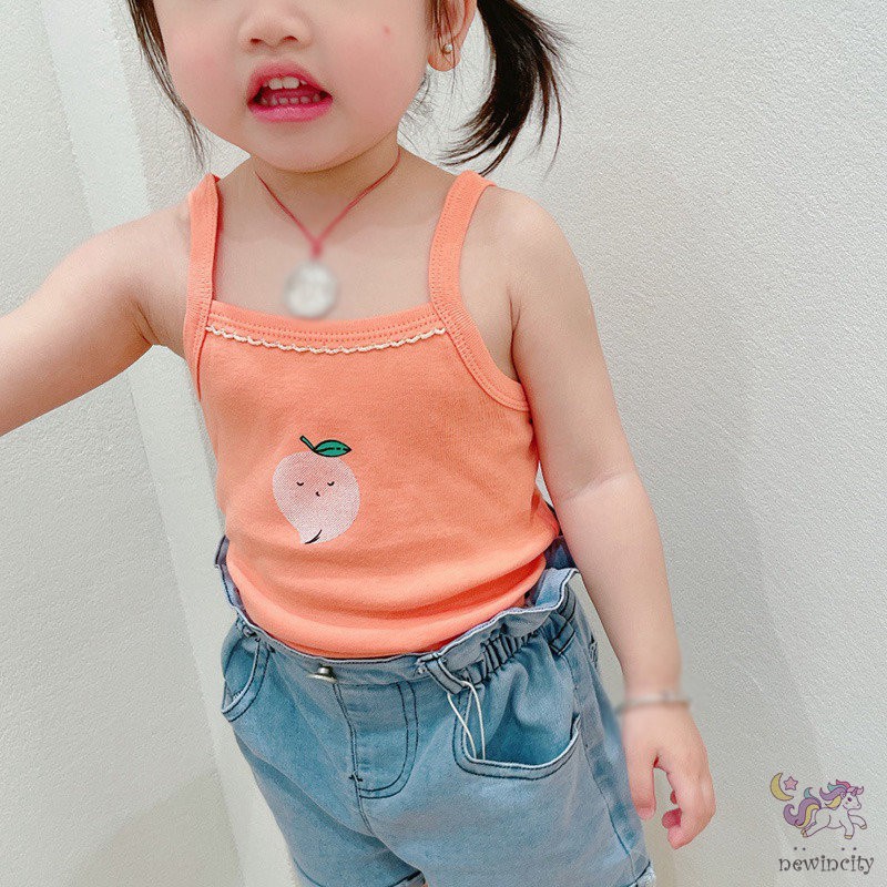 Áo Ba Lỗ Vải Cotton Thoáng Khí In Hoạt Hình Kiểu Hàn Quốc Thời Trang Mùa Hè Dành Cho Bé Gái