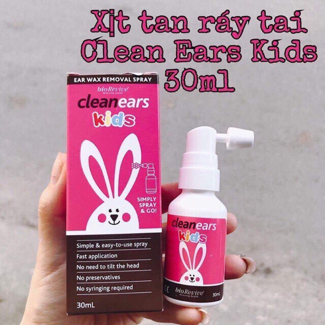 Xịt tai thỏ Cleanears kids làm sạch tai cho bé 30ml, úc, date xa