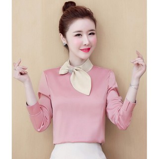 Áo kiểu nữ phối nơ sang trọng thích hợp mặc dự tiệc hoặc công sở
