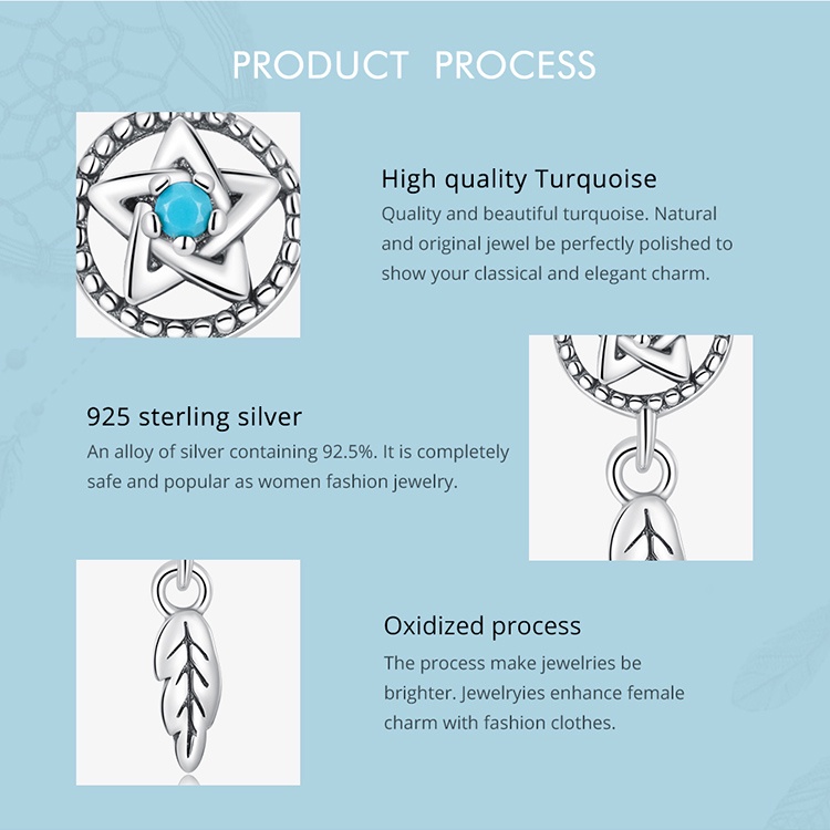 Khuyên tai BAMOER SCE1492 bằng bạc 925 hình dreamcatcher thời trang