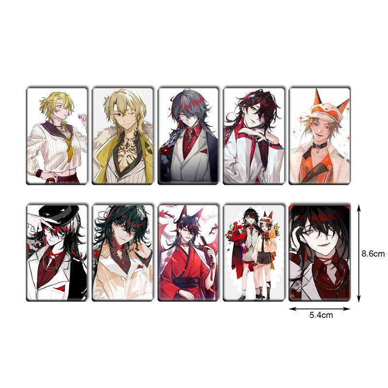 Bộ 10 Thẻ Hình Dán In Hình Anime Luxiem Vox Mysta Dùng Làm Quà Tặng Cho Người Hâm Mộ