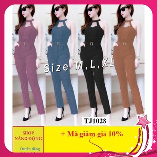 Bộ Jum 🎁FREESHIP🎁Giảm 45k Khi Nhập Mã SHOP45K9- Jum dài cổ yếm khoét ngực kèm belt tag vàng xinh xắn TJ1028