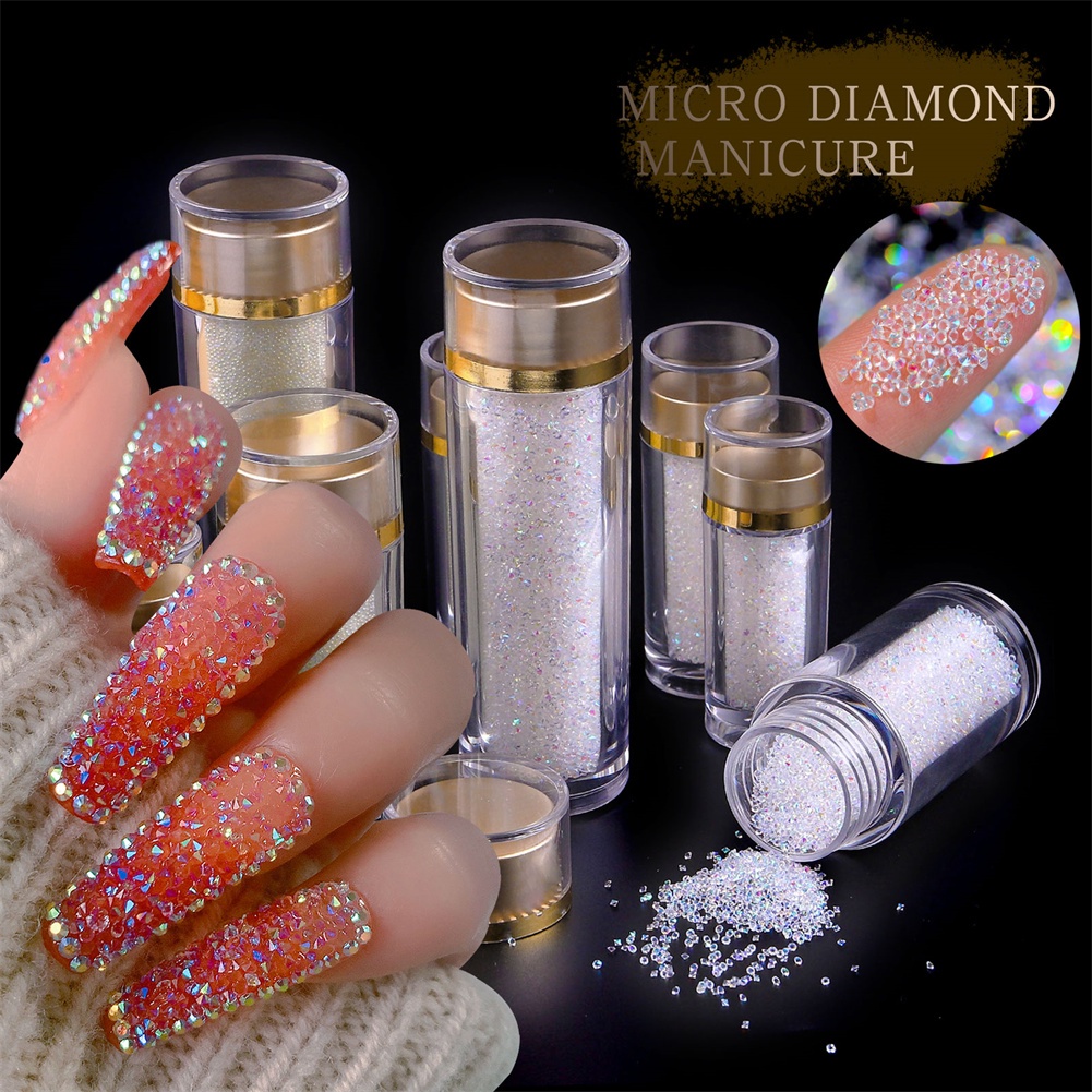 Chứng Khoán sẵn sàng Phụ Kiện Nail Nghệ Thuật Thủy Tinh Micro Hạt Hỗn Hợp Kim Cương Trong Suốt Micro Hạt COD