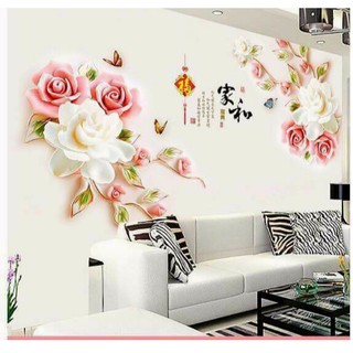 Decal dán tường hoa hồng 3D CH2002