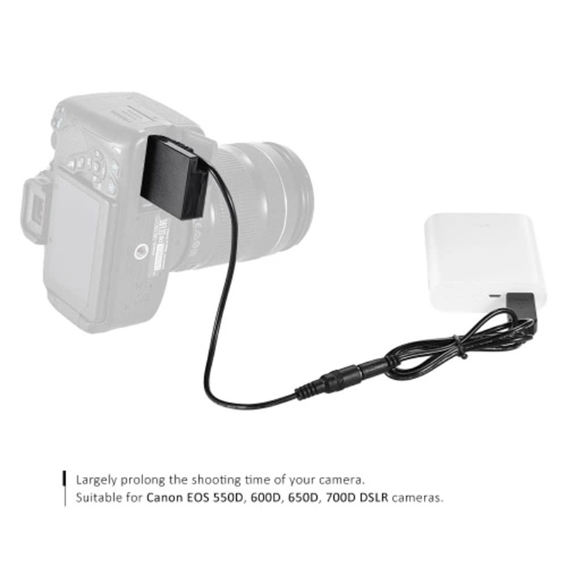 Pin Sạc Dự Phòng DR-E8 Với Cáp Chuyển Đổi LP-E8 Cho Máy Ảnh Canon EOS 550D 600D 650D 700D DSLR