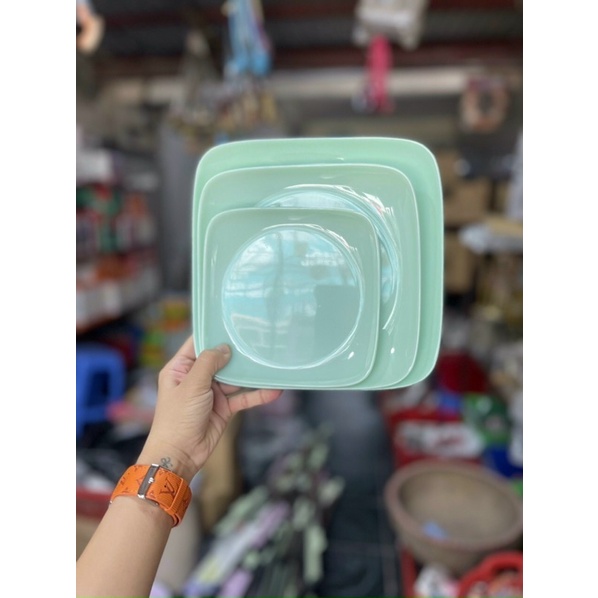 Đĩa Nhựa Vuông Góc Màu Xanh Ngọc (Nhựa Fataco)