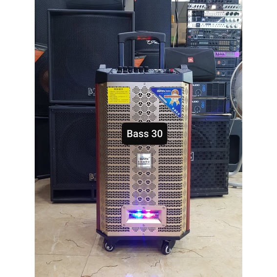 Loa kéo Karaoke Bluetooth SRX BC-156-12: Bass 30, có 2 đèn LED cảm ứng, Có 2 Micro không dây đi kèm