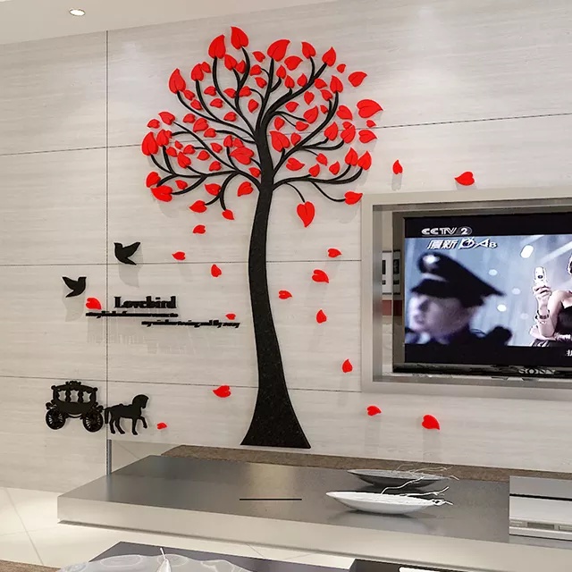 Miếng Dán Tường Trang Trí Hình Cây Tình Yêu Ba Chiều Bằng 3D Acrylic