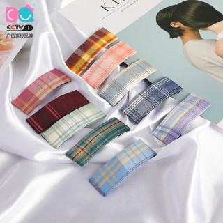 Kẹp tóc bằng vải họa tiết kẻ ô phong cách retro Nhật Bản kiểu mới