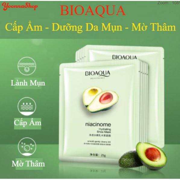 Mặt Nạ Trái Bơ Bioaqua Cấp Ẩm - Dưỡng Da Mụn - Mờ Thâm - Da Trắng Căng Da Mịn Màng