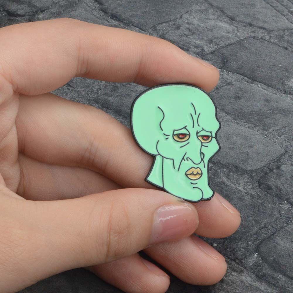Qqmall Ghim Cài Cổ Áo Họa Tiết Nhân Vật Hoạt Hình SpongeBob Patrick Star Bob Dứa Mực Tráng Men