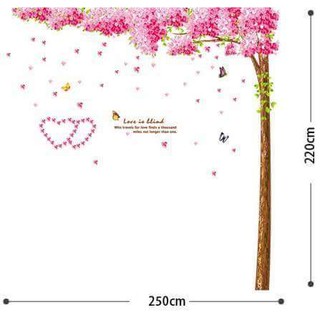 decal dán tường cây đào hồng