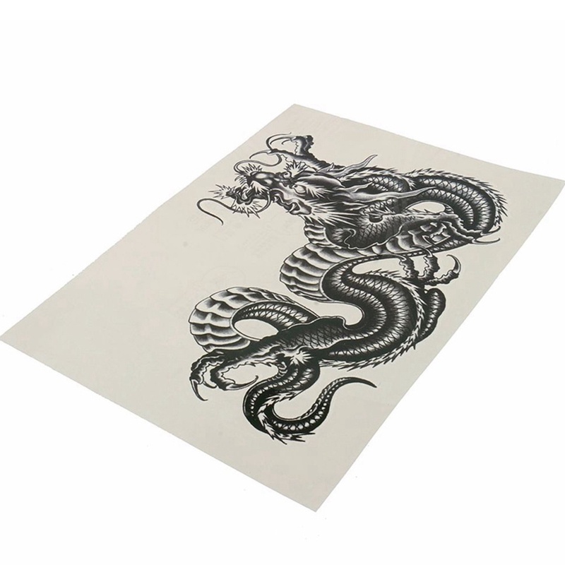 Hình Xăm Dán 3D Hình Rồng Đen Chống Nước