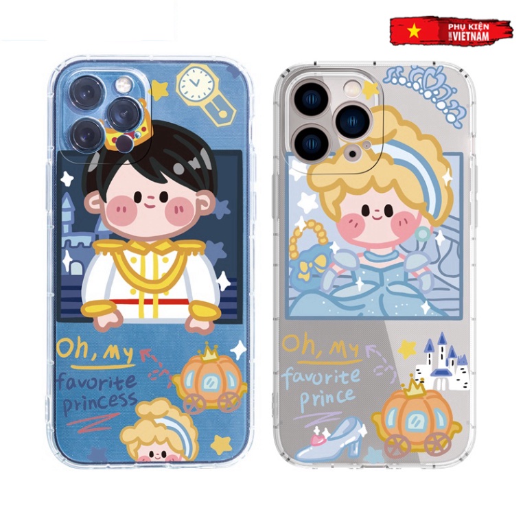 Ốp lưng iphone 6, 6s plus, 7 8 Plus, X, XS, XR, XSMAX, 11, 12, 13 PROMAX TRONG SUỐT CÔNG CHÚA, HOÀNG TỬ PKVN